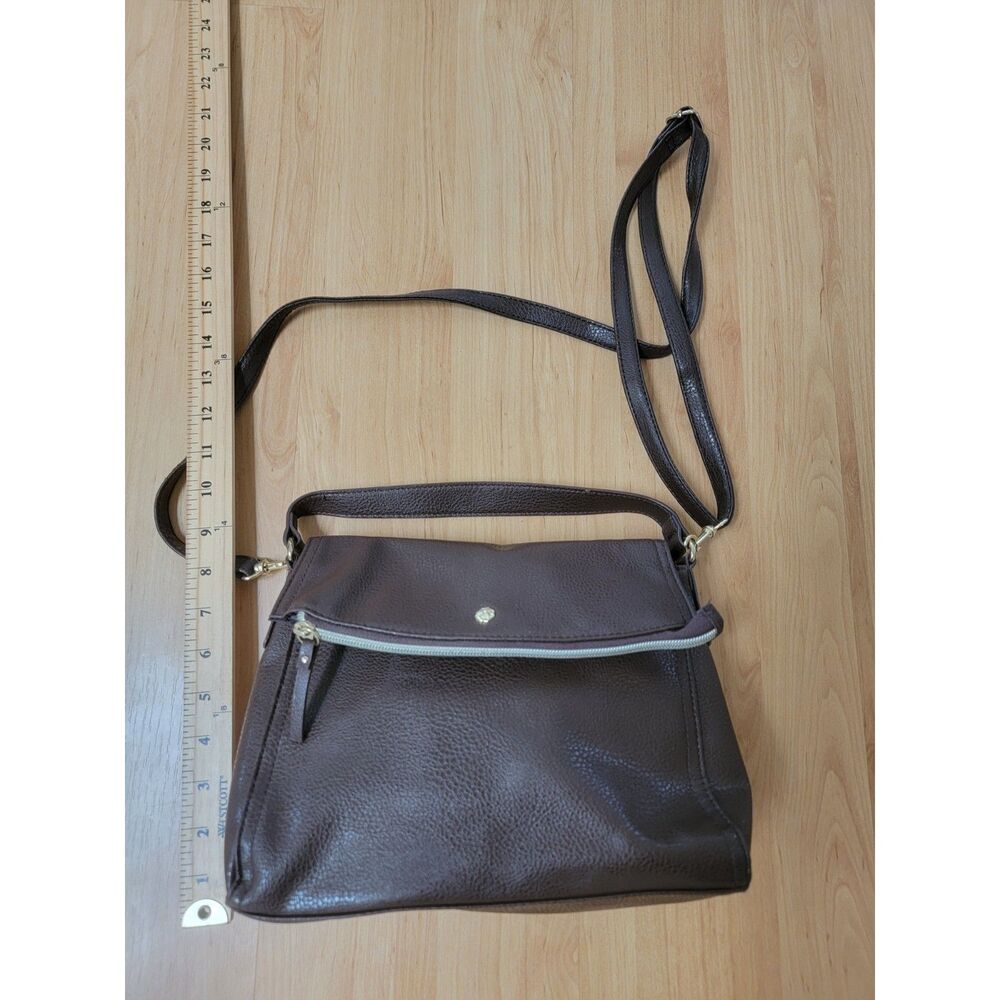 Chocolate Brown Faux Leather Crossbody Shoulder Bag Convertible Flap Purse